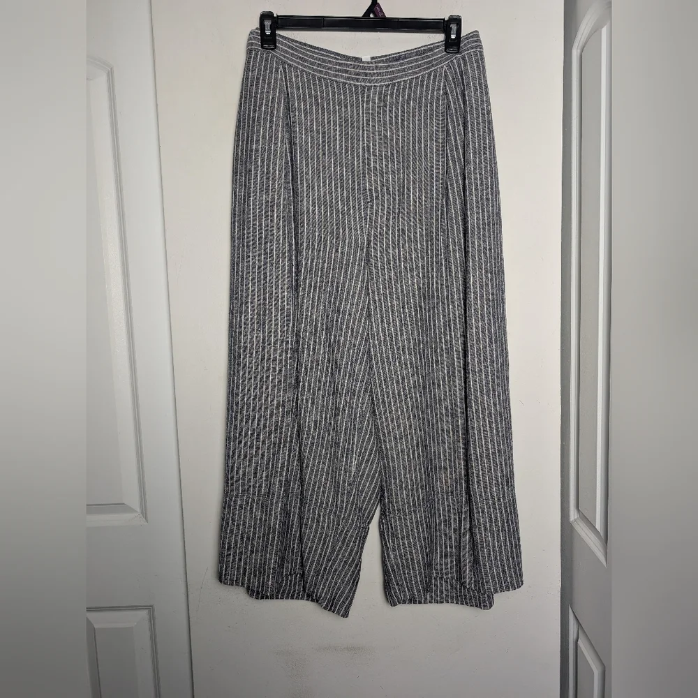 Banana Republic Linen Pants Wide Leg High-rise Gray Pull On